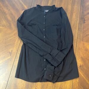 Canyon River Blues size Large womens black button up ruffle collar and pockets